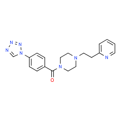 ChemSpider 2D Image | {4-[2-(2-Pyridinyl)ethyl]-1-piperazinyl}[4-(1H-tetrazol-1-yl)phenyl]methanone | C19H21N7O