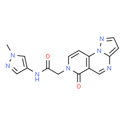 ChemSpider 2D Image | N-(1-Methyl-1H-pyrazol-4-yl)-2-(6-oxopyrazolo[1,5-a]pyrido[3,4-e]pyrimidin-7(6H)-yl)acetamide | C15H13N7O2