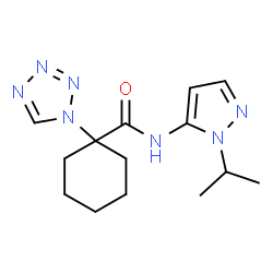 ChemSpider 2D Image | N-(1-Isopropyl-1H-pyrazol-5-yl)-1-(1H-tetrazol-1-yl)cyclohexanecarboxamide | C14H21N7O