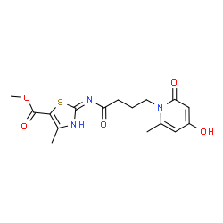 ChemSpider 2D Image | Methyl 2-{[4-(4-hydroxy-6-methyl-2-oxo-1(2H)-pyridinyl)butanoyl]amino}-4-methyl-1,3-thiazole-5-carboxylate | C16H19N3O5S