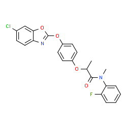 ChemSpider 2D Image | (RS)-2-[4-[(6-Chloro-2-benzoxazolyl)oxy]phenoxy]-N-(2-fluorophenyl)-N-methylpropanamide | C23H18ClFN2O4