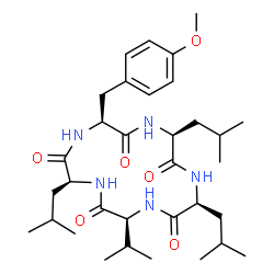 ChemSpider 2D Image | Cyclo(L-leucyl-L-leucyl-L-valyl-L-leucyl-O-methyl-L-tyrosyl) | C33H53N5O6