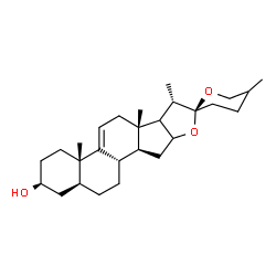 ChemSpider 2D Image | (3beta,5alpha,16xi,17xi,22S)-Spirost-9(11)-en-3-ol | C27H42O3