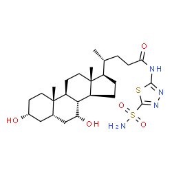 ChemSpider 2D Image | (3alpha,5beta,7alpha,8xi)-3,7-Dihydroxy-N-(5-sulfamoyl-1,3,4-thiadiazol-2-yl)cholan-24-amide | C26H42N4O5S2