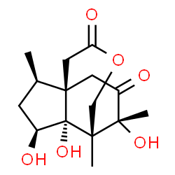 ChemSpider 2D Image | (1R,2R,4S,5R,6S,13R)-4,5,13-Trihydroxy-2,6,13-trimethyl-8-oxatricyclo[4.4.3.0~1,5~]tridecane-9,12-dione | C15H22O6