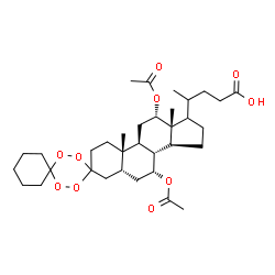 ChemSpider 2D Image | 4-[(5''R,7''R,8''R,9''S,10''S,12''S,13''R,14''S)-7'',12''-Diacetoxy-10'',13''-dimethylhexadecahydrodispiro[cyclohexane-1,3'-[1,2,4,5]tetroxane-6',3''-cyclopenta[a]phenanthren]-17''-yl]pentanoic acid | C34H52O10