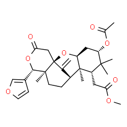 ChemSpider 2D Image | Methyl [(1S,3S,5S,7S,8S,9R,12S,13S)-5-acetoxy-13-(3-furyl)-6,6,8,12-tetramethyl-17-methylene-15-oxo-2,14-dioxatetracyclo[7.7.1.0~1,12~.0~3,8~]heptadec-7-yl]acetate | C29H38O8
