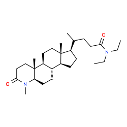 ChemSpider 2D Image | (4R)-N,N-Diethyl-4-[(4aR,4bS,6aR,7R,9aS,9bS,11aR)-1,4a,6a-trimethyl-2-oxohexadecahydro-1H-indeno[5,4-f]quinolin-7-yl]pentanamide | C28H48N2O2