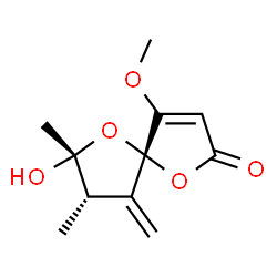 ChemSpider 2D Image | (5S,7R,8S)-7-Hydroxy-4-methoxy-7,8-dimethyl-9-methylene-1,6-dioxaspiro[4.4]non-3-en-2-one | C11H14O5
