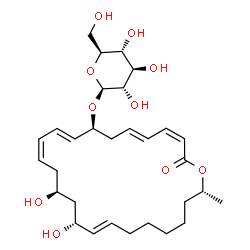 ChemSpider 2D Image | (3Z,5E,8S,9E,11Z,14S,16R,17E,24R)-14,16-Dihydroxy-24-methyl-2-oxooxacyclotetracosa-3,5,9,11,17-pentaen-8-yl beta-L-glucopyranoside | C30H46O10