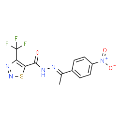 ChemSpider 2D Image | N'-[(1E)-1-(4-Nitrophenyl)ethylidene]-4-(trifluoromethyl)-1,2,3-thiadiazole-5-carbohydrazide | C12H8F3N5O3S