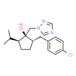 ChemSpider 2D Image | (1S,2S,5S)-2-(4-Chlorobenzyl)-5-isopropyl-1-(1H-1,2,4-triazol-1-ylmethyl)cyclopentanol | C18H24ClN3O