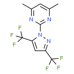 ChemSpider 2D Image | 2-[3,5-Bis(trifluoromethyl)-1H-pyrazol-1-yl]-4,6-dimethylpyrimidine | C11H8F6N4