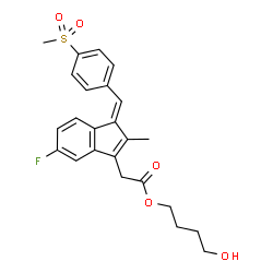 ChemSpider 2D Image | 4-Hydroxybutyl {(1Z)-5-fluoro-2-methyl-1-[4-(methylsulfonyl)benzylidene]-1H-inden-3-yl}acetate | C24H25FO5S