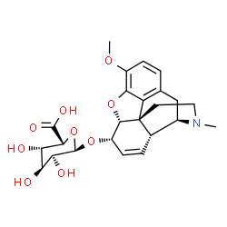 ChemSpider 2D Image | (5alpha,6alpha)-3-Methoxy-17-methyl-7,8-didehydro-4,5-epoxymorphinan-6-yl alpha-L-gulopyranosiduronic acid | C24H29NO9