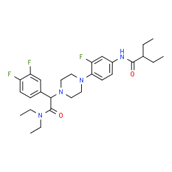ChemSpider 2D Image | N-(4-{4-[2-(Diethylamino)-1-(3,4-difluorophenyl)-2-oxoethyl]-1-piperazinyl}-3-fluorophenyl)-2-ethylbutanamide | C28H37F3N4O2