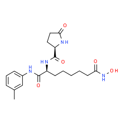 ChemSpider 2D Image | (2S)-N~8~-Hydroxy-N~1~-(3-methylphenyl)-2-[(5-oxo-D-prolyl)amino]octanediamide | C20H28N4O5