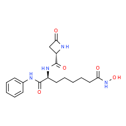 ChemSpider 2D Image | (2S)-N~8~-Hydroxy-2-({[(2S)-4-oxo-2-azetidinyl]carbonyl}amino)-N~1~-phenyloctanediamide | C18H24N4O5