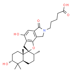 ChemSpider 2D Image | 5-[(2R,2'R,4a'S,6'R,8a'S)-4,6'-Dihydroxy-2',5',5',8a'-tetramethyl-6-oxo-3',4',4a',5',6,6',7',8,8',8a'-decahydro-2'H-spiro[furo[2,3-e]isoindole-2,1'-naphthalen]-7(3H)-yl]pentanoic acid | C28H39NO6