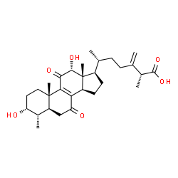 ChemSpider 2D Image | (3alpha,4alpha,5alpha,12alpha,25R)-3,12-Dihydroxy-4-methyl-7,11-dioxoergosta-8,24(28)-dien-26-oic acid | C29H42O6