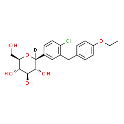 ChemSpider 2D Image | (1S)-1,5-Anhydro-1-[4-chloro-3-(4-ethoxybenzyl)phenyl]-D-(1-~2~H)glucitol | C21H24DClO6