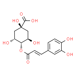ChemSpider 2D Image | (1R,3R,4R,5R)-4-{[(2E)-3-(3,4-Dihydroxyphenyl)-2-propenoyl]oxy}-1,3,5-trihydroxycyclohexanecarboxylic acid | C16H18O9