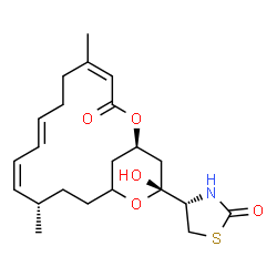 ChemSpider 2D Image | (4S)-4-[(1R,4Z,8E,10Z,12S,17R)-17-Hydroxy-5,12-dimethyl-3-oxo-2,16-dioxabicyclo[13.3.1]nonadeca-4,8,10-trien-17-yl]-1,3-thiazolidin-2-one | C22H31NO5S