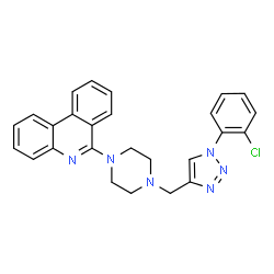 ChemSpider 2D Image | 6-(4-{[1-(2-Chlorophenyl)-1H-1,2,3-triazol-4-yl]methyl}-1-piperazinyl)phenanthridine | C26H23ClN6