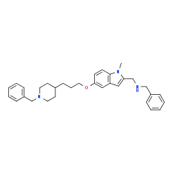 ChemSpider 2D Image | N-Benzyl-1-{5-[3-(1-benzyl-4-piperidinyl)propoxy]-1-methyl-1H-indol-2-yl}methanamine | C32H39N3O