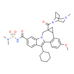 ChemSpider 2D Image | 8-Cyclohexyl-N-(dimethylsulfamoyl)-11-methoxy-1a-[(3-methyl-3,8-diazabicyclo[3.2.1]oct-8-yl)carbonyl]-1,1a,2,12b-tetrahydrocyclopropa[d]indolo[2,1-a][2]benzazepine-5-carboxamide | C36H45N5O5S