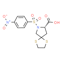 ChemSpider 2D Image | (8S)-7-[(4-Nitrophenyl)sulfonyl]-1,4-dithia-7-azaspiro[4.4]nonane-8-carboxylic acid | C13H14N2O6S3