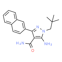 ChemSpider 2D Image | 5-Amino-1-(2,2-dimethylpropyl)-3-(2-naphthyl)-1H-pyrazole-4-carboxamide | C19H22N4O