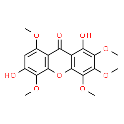 ChemSpider 2D Image | 1,6-Dihydroxy-2,3,4,5,8-pentamethoxy-9H-xanthen-9-one | C18H18O9