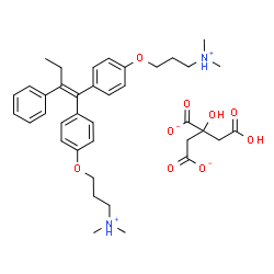 ChemSpider 2D Image | 3,3'-[(2-Phenyl-1-butene-1,1-diyl)bis(4,1-phenyleneoxy)]bis(N,N-dimethyl-1-propanaminium) 2-(carboxymethyl)-2-hydroxysuccinate | C38H50N2O9