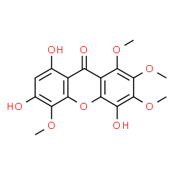 ChemSpider 2D Image | 4,6,8-Trihydroxy-1,2,3,5-tetramethoxy-9H-xanthen-9-one | C17H16O9
