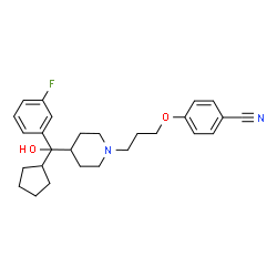 ChemSpider 2D Image | 4-(3-{4-[Cyclopentyl(3-fluorophenyl)hydroxymethyl]-1-piperidinyl}propoxy)benzonitrile | C27H33FN2O2