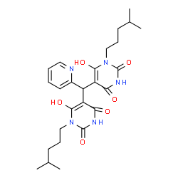 ChemSpider 2D Image | 5,5'-(2-Pyridinylmethylene)bis[6-hydroxy-1-(4-methylpentyl)-2,4(1H,3H)-pyrimidinedione] | C26H35N5O6