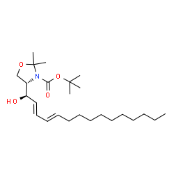 ChemSpider 2D Image | 2-Methyl-2-propanyl (4S)-4-[(1R,2E,4E)-1-hydroxy-2,4-pentadecadien-1-yl]-2,2-dimethyl-1,3-oxazolidine-3-carboxylate | C25H45NO4