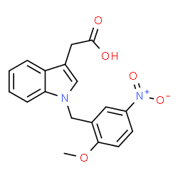ChemSpider 2D Image | [1-(2-Methoxy-5-nitrobenzyl)-1H-indol-3-yl]acetic acid | C18H16N2O5
