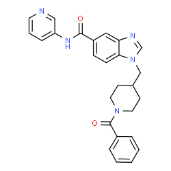 ChemSpider 2D Image | 1-[(1-Benzoyl-4-piperidinyl)methyl]-N-(3-pyridinyl)-1H-benzimidazole-5-carboxamide | C26H25N5O2