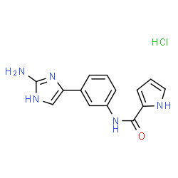 ChemSpider 2D Image | N-[3-(2-Amino-1H-imidazol-4-yl)phenyl]-1H-pyrrole-2-carboxamide hydrochloride (1:1) | C14H14ClN5O