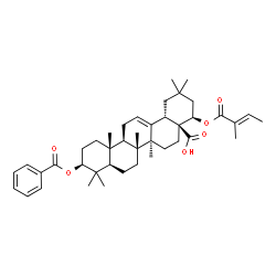 ChemSpider 2D Image | (3beta,22beta)-3-(Benzoyloxy)-22-{[(2E)-2-methyl-2-butenoyl]oxy}olean-12-en-28-oic acid | C42H58O6