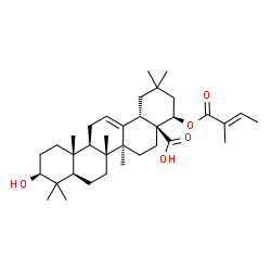 ChemSpider 2D Image | (3beta,22beta)-3-Hydroxy-22-{[(2E)-2-methyl-2-butenoyl]oxy}olean-12-en-28-oic acid | C35H54O5