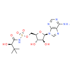 ChemSpider 2D Image | 9-(5-O-{[(2R)-2-Hydroxy-3,3-dimethylbutanoyl]sulfamoyl}-beta-D-arabinofuranosyl)-9H-purin-6-amine | C16H24N6O8S