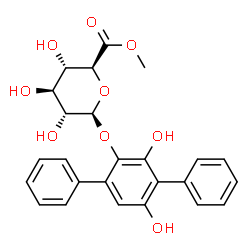 ChemSpider 2D Image | 3',5'-Dihydroxy-1,1':4',1''-terphenyl-2'-yl methyl beta-D-glucopyranosiduronate | C25H24O9