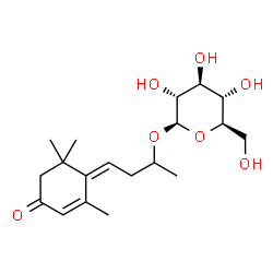 ChemSpider 2D Image | (4Z)-4-(2,6,6-Trimethyl-4-oxo-2-cyclohexen-1-ylidene)-2-butanyl beta-D-glucopyranoside | C19H30O7