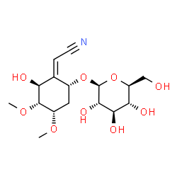 ChemSpider 2D Image | (2Z)-[(2S,3R,4S,6R)-6-(beta-L-Glucopyranosyloxy)-2-hydroxy-3,4-dimethoxycyclohexylidene]acetonitrile | C16H25NO9