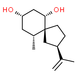 ChemSpider 2D Image | (2R,5S,6S,8S,10R)-2-Isopropenyl-10-methylspiro[4.5]decane-6,8-diol | C14H24O2