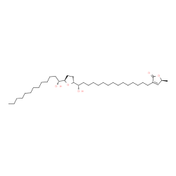 ChemSpider 2D Image | (5S)-3-[(15S)-15-Hydroxy-15-{(2R,5R)-5-[(1R)-1-hydroxytridecyl]tetrahydro-2-furanyl}pentadecyl]-5-methyl-2(5H)-furanone | C37H68O5
