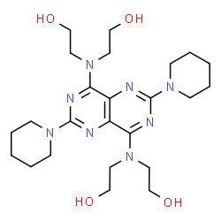 ChemSpider 2D Image | 2,2',2'',2'''-{[2,6-Di(1-piperidinyl)pyrimido[5,4-d]pyrimidine-4,8-diyl]dinitrilo}tetraethanol | C24H40N8O4